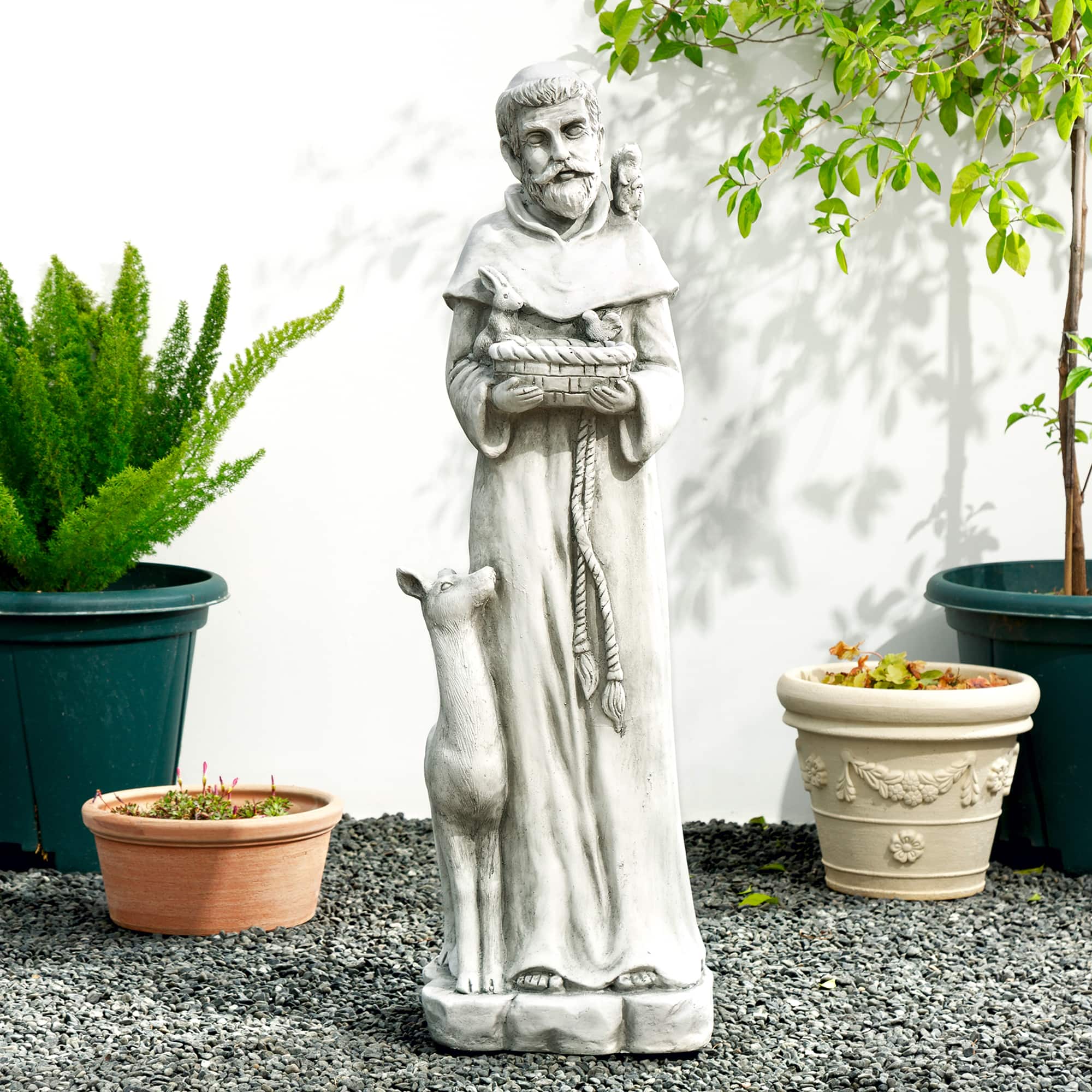 Glitzhome® 36" St. Francis Bird Feeder Garden Statue